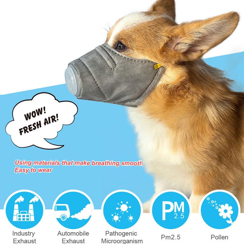 SJJH Dog Filter Muzzle, Pet Protective Respirator, Anti Dust Breathing Mask, Smog Filter 3pcs(S) Small - PawsPlanet Australia