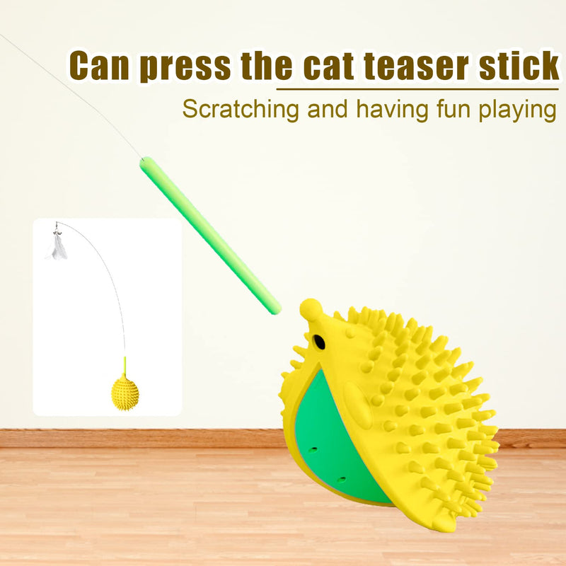 Cat Brush Wall Corner Massage Cat - Pet Accessories Cat Corner Scratching Animal Scratching and Rubbing Device Cat Toy Self Groomer Massage Corner Creative Styling Small Hedgehog Look Yellow - PawsPlanet Australia