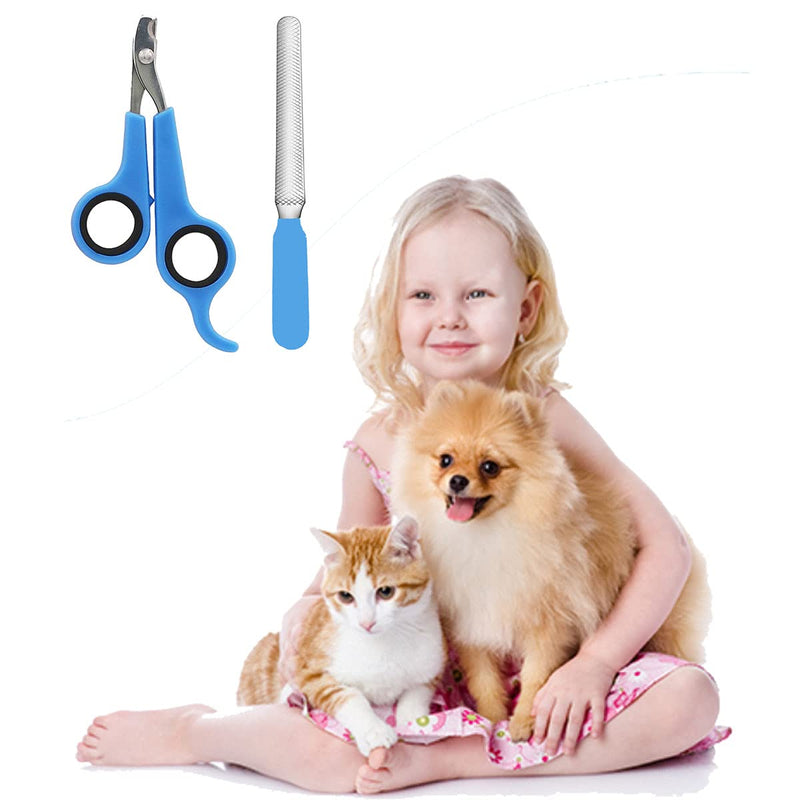 thaynac Dog & Cat Nail Clippers Set with 2 pcs Tools, Nail Clippers and Nail Files,Professional Grooming Tool for Puppies and Kittens blue - PawsPlanet Australia