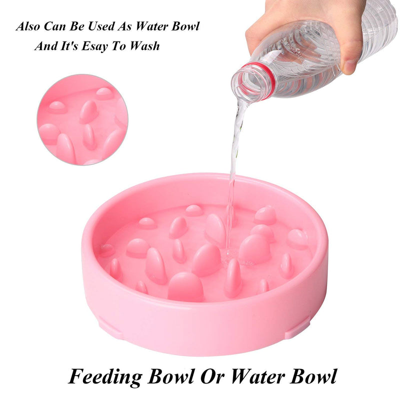 Rantow Dogs Slow Feeder Bowl, Non-Slip Bloat Stop Dog Bowl Preventing Choking Fun Pet Drink Water Bowl for for Large Medium Small Dogs (Pink) Pink - PawsPlanet Australia