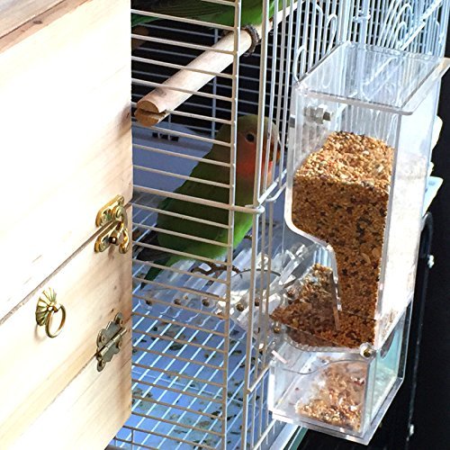 SKJIND No Mess Bird Seed Feeder for Cage Accessories, Home Birds Automatic Foraging Systems Food Feeding Station for Parrots, with Perch,Heavy Duty Acrylic,One-step Moulding - PawsPlanet Australia