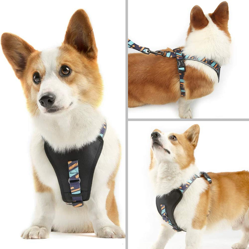 Mycicy Reflective No Pull Dog Harness Adjustable Nylon Outdoor Vest for Small Medium Dogs Easy Control Pet Red M (Neck: up to 15.5". Chest: 22-26".) - PawsPlanet Australia