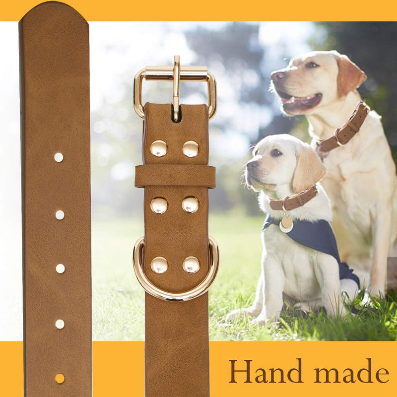 Adjustble Leather Dog Collar,Soft and Strong Leather Collar,Heavy Duty Dog Collars for Small, Medium and Large Breed Dogs PU (M) M - PawsPlanet Australia