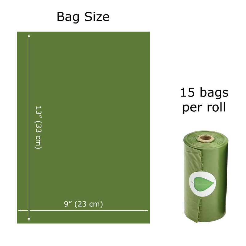 HGNThings PET4001 Scented Dog Poop Bags, Leak Proof Biodegradable Dog Waste Bags, Lightly Scented, Size 13 x 9 inch per Bag, 6 Rolls 120 Count, Green - PawsPlanet Australia