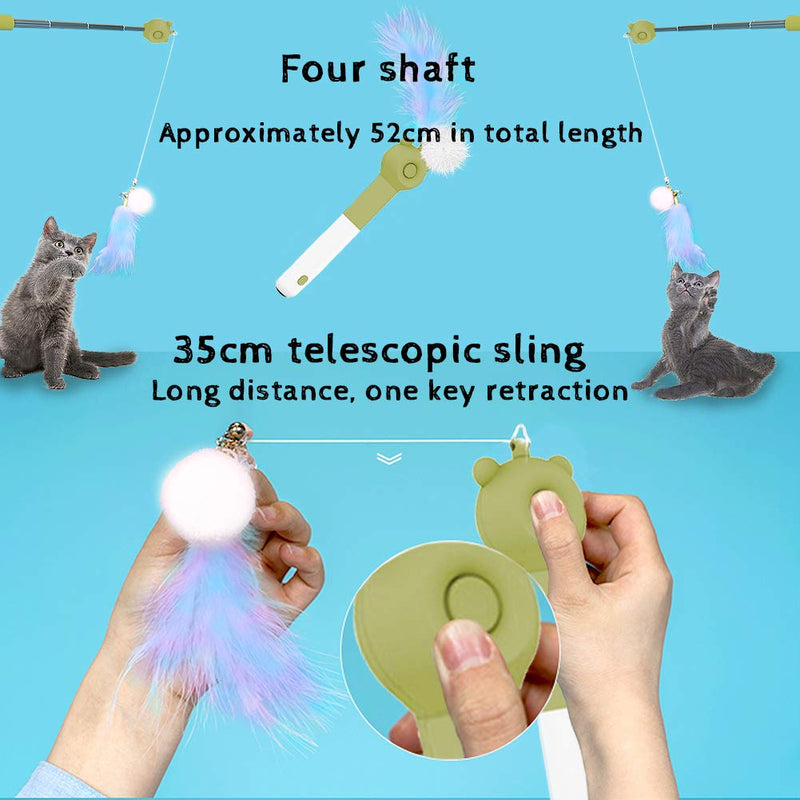 Cat Toys Cat Feather Toy 2.0, Interactive Retractable Cat Teaser Wand(with LED Pointer), Pet Cat Catch Single Point Infrared Interactive Exercise Toy Cat Training Tool, for Pet Cat Kitten - PawsPlanet Australia