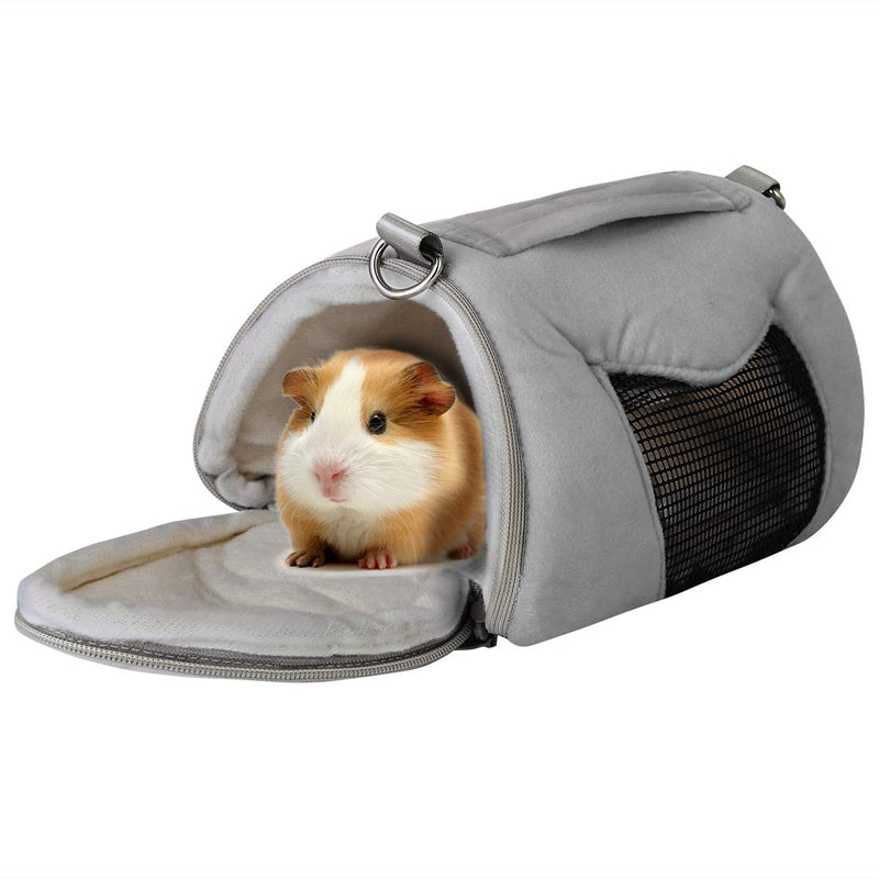 Breathable Small Pet Carrier Bag,Portable Travel Handbag with Adjustable Single Shoulder Strap for Hamster, Hedgehog, Sugar Glider, Chinchilla, Guinea Pig and Squirrel Grey - PawsPlanet Australia