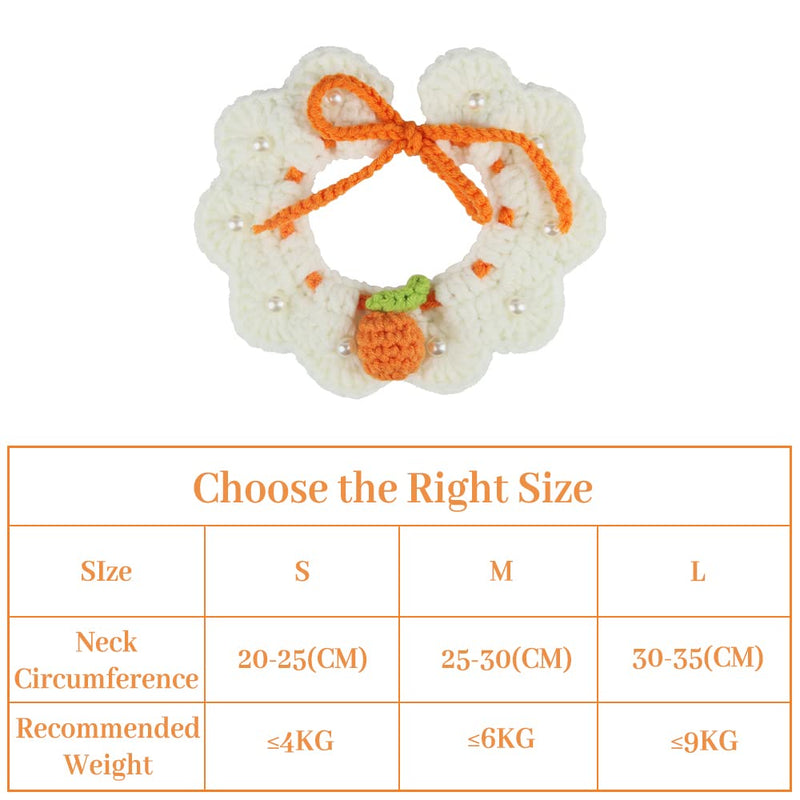 Cat Bib Knitted, FainFun 1 Piece Handmade Knitted Collar for Cat Small Dogs, Adjustable Pet Knitted Scarf, Knitted Tie with Small Oranges for Kittens M - PawsPlanet Australia