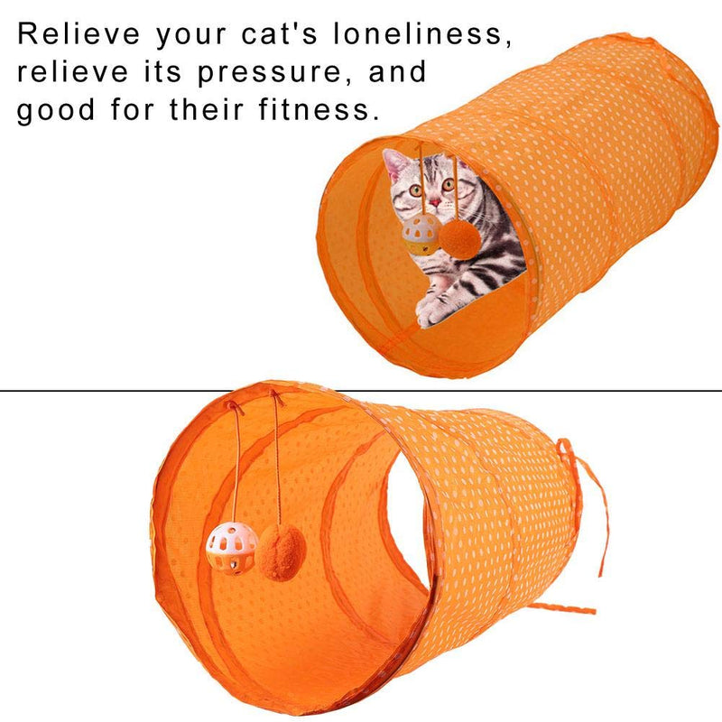 Sheens Cat Tunnel Tube Toy, Foldable Polyester Fabrics Hide Tunnel Cat Dot Tent Long Tunnel Bed Interactive Playing Toys for Puppy Rabbits Hamsters Cats Dogs(Orange) Orange - PawsPlanet Australia