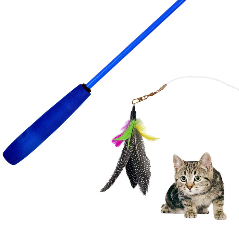TIENAILING Cat Feather Toys Interactive Cat Toy Wand Set 2PCS Retractable Cat Wand and 10PCS Worms Birds Feathers Refill with Bells, Interactive Teaser Funny Exercise for Kitten Cats - PawsPlanet Australia