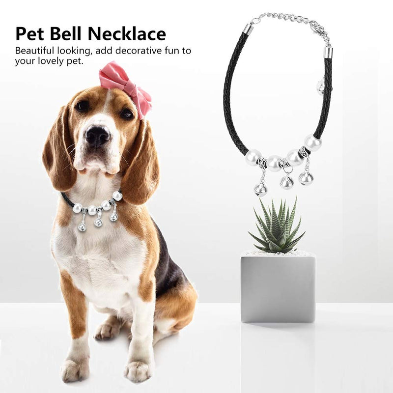 Pet Collar with Bell Adjustable Fashion Cute Dogs Cats Necklace PU Alloy Blue Red Pink Black Pet Supplies(XS, S, M, L, XL)(M-Black) - PawsPlanet Australia