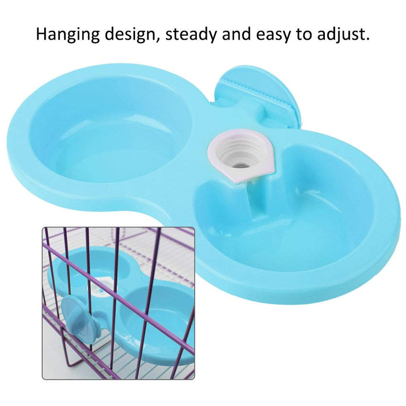 Dual Hanging Pet Bowl Pet Food Water Feeder Feeding Bowl Dog Cat Rabbit Bird Food Basin Dish with Bottle Cap Fastener Design for Crates Cages(Blue) Blue - PawsPlanet Australia