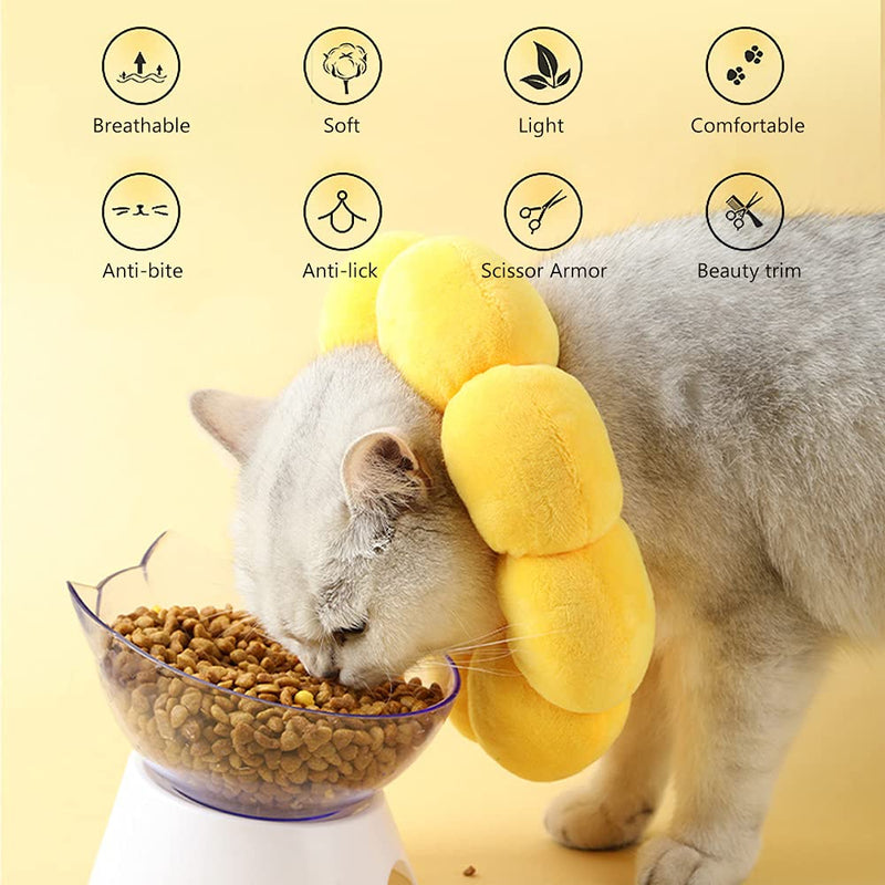 MHwan Cat Protective Collar, Adjustable Recovery Pets Collar, Soft Anti-Bite Collar for Dogs Cats, Pet Headgear for Anti-Bite Lick, Cat Recovery Collar After Surgery Yellow - PawsPlanet Australia