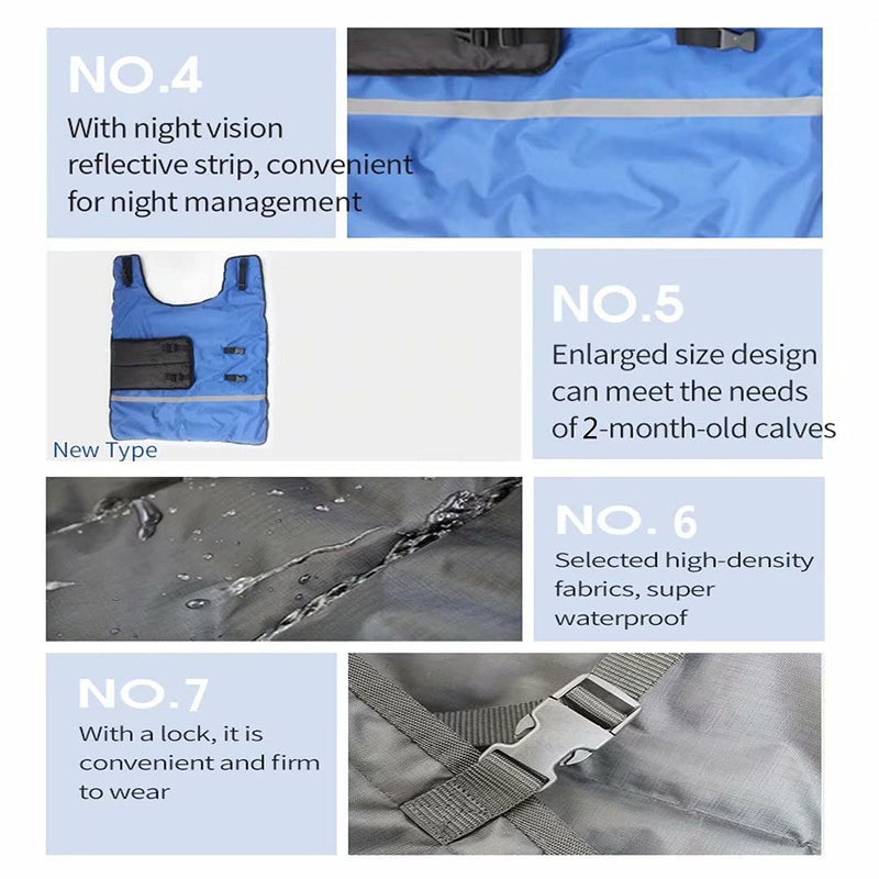 Calf Warm Clothes Calf Saver Coat Blanket for Keep Cow Warmming Thickened Belly Protection Windproof Large Size Blue - PawsPlanet Australia