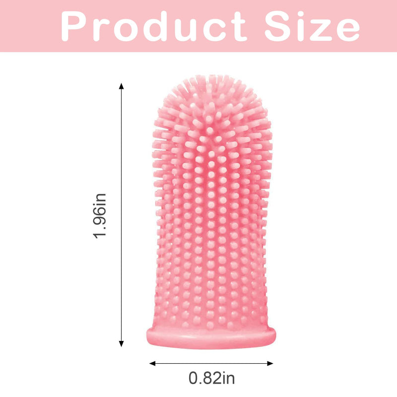 Pack of 4 Finger Toothbrush Dog Silicone Dog Toothbrush Food Grade Silicone 360° Fully Wrapped Cleaning Bristles for Cats Dogs Dental Care Anti-Plaque Toothbrush Dog (Blue, Pink) - PawsPlanet Australia