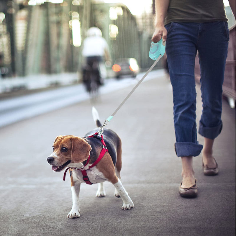 Idepet Retractable Dog Leash with LED Light, Anti-Chewing Steel Chain Heavy Duty 16ft Walking Leashes for Small and Medium Dogs Green - PawsPlanet Australia