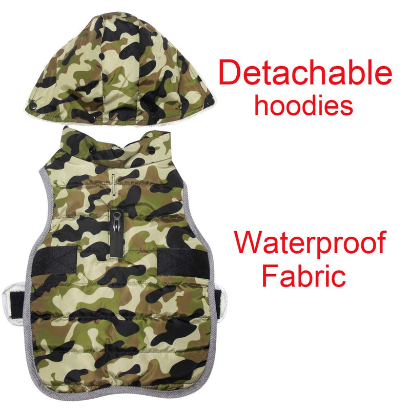 JoyDaog Fleece Dog Hoodie for Medium Dogs Warm Puppy Jacket for Cold Winter Waterproof Dog Coats with Hood,Green Camo M Green Camo - PawsPlanet Australia