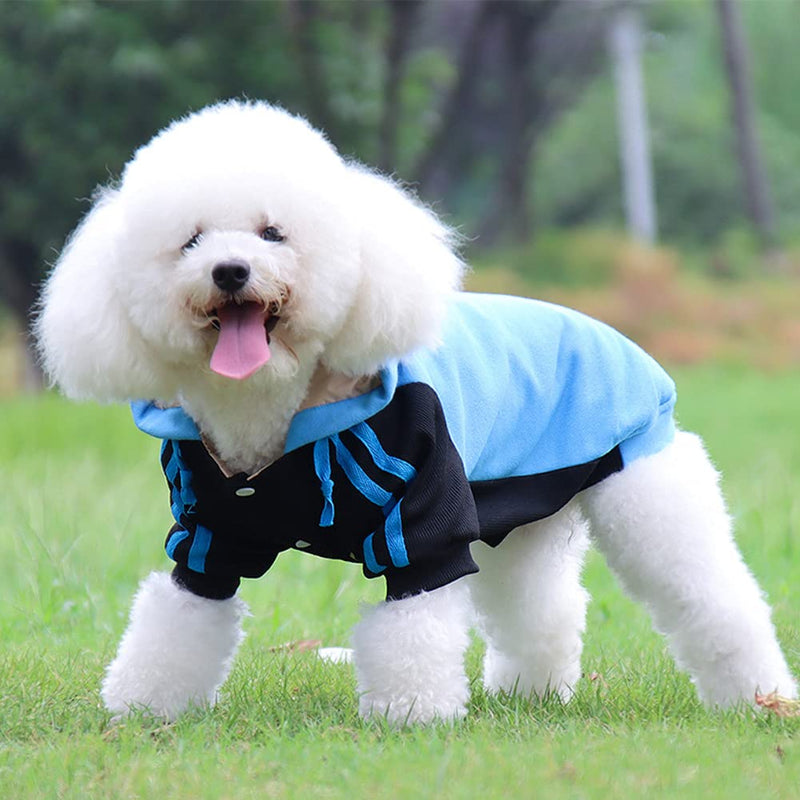 FEimaX Dog Hoodie Warm Coat Puppy Pet Hoodies Winter Clothes Outdoor Hooded Adjustable Cat Jacket Sweater Shirt for Small Medium Dogs Chihuahua Yorkshire Poodle S Blue - PawsPlanet Australia