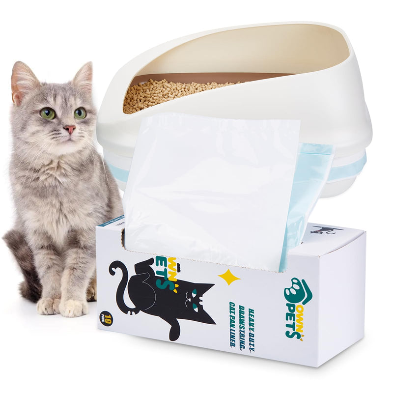 Ownpets Cat Litter Box Bags Jumbo Size Cat Litter Bags, Extra Thick Cat Litter Bags with Drawstring for Litter Box, Unscented, Pack of 10, 36" x 19". - PawsPlanet Australia