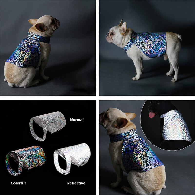 [Australia] - PUMYPOREITY Reflective Dog Vest for Small to Large Pet Dogs Cats, Triangle Jacket, Personalized Neon Color, Sparkly at Night/Light, Adjustable, High Visibility, Nest Grid, Tech Trend Dog Apparel M (Chest:20-24") 