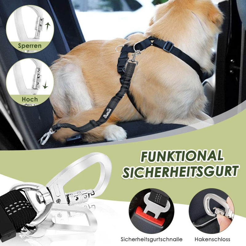 SlowTon Dog Harness with Seat Belt for Car, Breathable Harness Dog, Seat Belt with 2 Carabiner Hooks for Attaching to Seat Belt Buckle or Trunk (Black, M) Black - PawsPlanet Australia