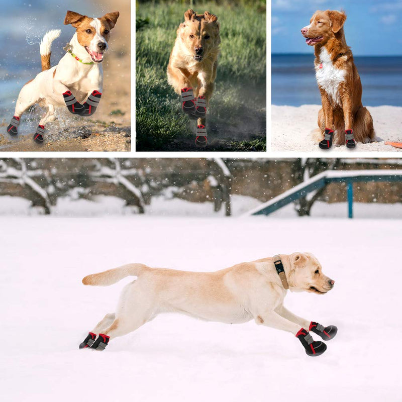 Etdane Non-Slip Dog Boots, Waterproof Pet Shoes for Small to Large Dog Puppy, Runing Hiking Paw Protectors with Reflective Strip, for Winter Summer Snow Hot Pavement Hardwood Floor XX-Small Black - PawsPlanet Australia