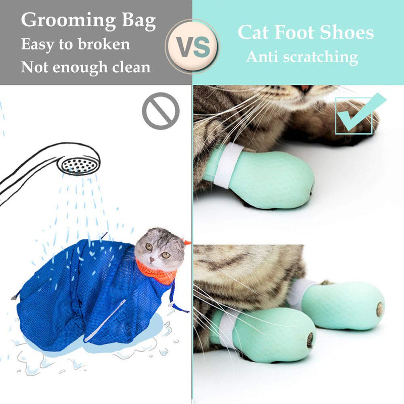 ASOCEA 4PCS Anti-Scratch Cat Foot Shoes Silicone Pet Grooming Scratching Adjustable Cat Paw Protector Shoes for Home Bathing Shaving - PawsPlanet Australia