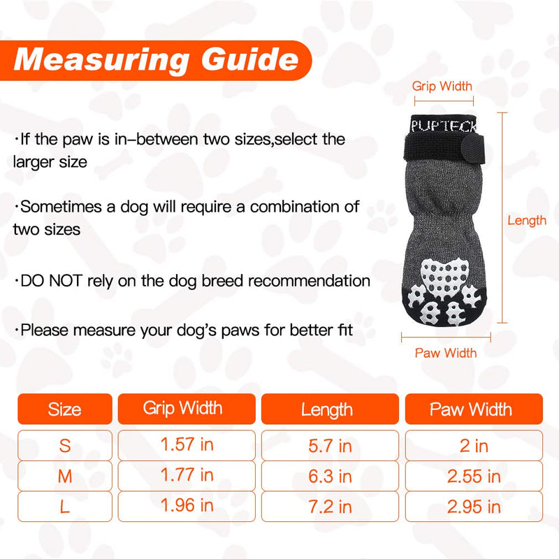 [Australia] - PUPTECK Double Side Anti-Slip Dog Socks with Adjustable Straps for Indoor Wear - 2 Pairs Pet Paw Protection Traction Control Socks on Hardwood Floor S-5.7x2in 