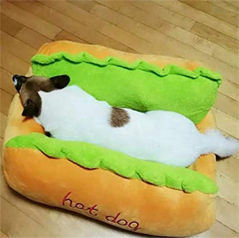 [Australia] - Aqueous Dog Bed Cat Bed Cat Cushion Hot Dog Design Removable and Washable Dog Sofa Dog Mat for Puppy Kitten Sleeping Sofa… Green 