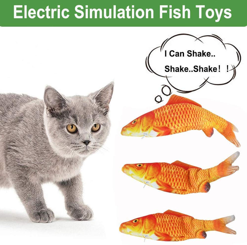 Auyuiiy Catnip Electric Realistic Simulation Toy Fish,Plush Wagging Interactive Pets Chewing Biting Kicking Pillow Fish for Cat Kitten Funny Cute Doll for Teeth Cleaning with USB Rechargeable - PawsPlanet Australia