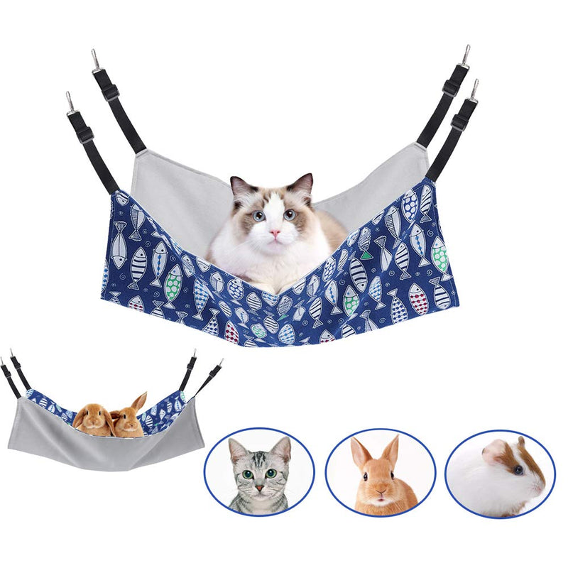 Cat Hammock Bed Comfortable Hanging Adjustable Pet Hammock Bed for Cats/Small Dogs/Rabbits/Other Small Animals blue - PawsPlanet Australia