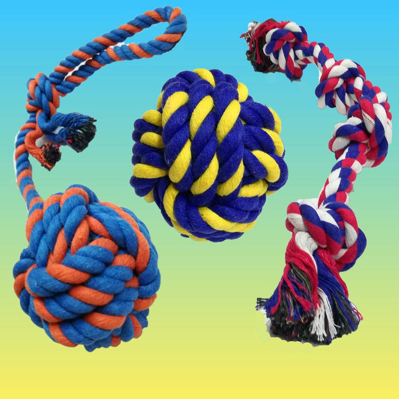 GaiusiKaisa 5PCS All XL Dog Toy Rope for Large and Medium Dogs - Robust Rope Dog Toy for Aggressive Chewers - Almost Indestructible - Dog Toy Ball - Tug of War Rope Ball for Chewing 5pcs-xl - PawsPlanet Australia