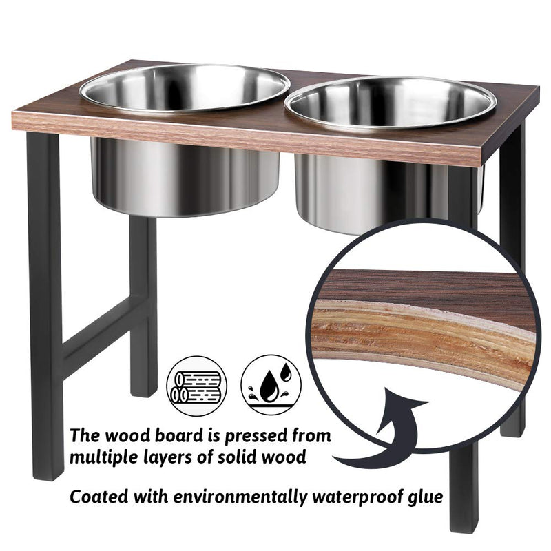 AISHNA Elevated Dog Bowl Iron Stand Large, Raised Dog Pet Feeder Iron Wooden Stand with 2 Removable Stainless Steel Bowls, Perfect for Large Dogs - PawsPlanet Australia