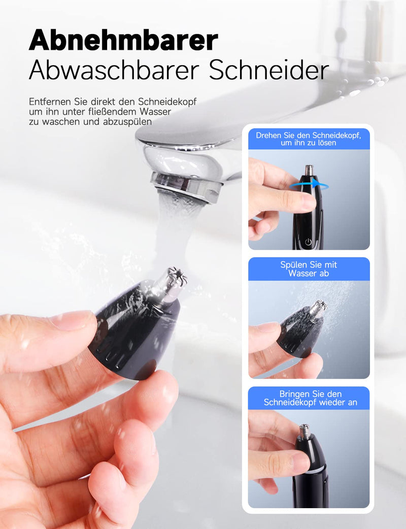 USB Rechargeable Nose Hair Trimmer, Professional Pain-Free Nose Hair Trimmer, Ear Hair Trimmer with Super Quiet Technology, Double Cutting Blades, IPX7 Waterproof for Men and Women Black - PawsPlanet Australia