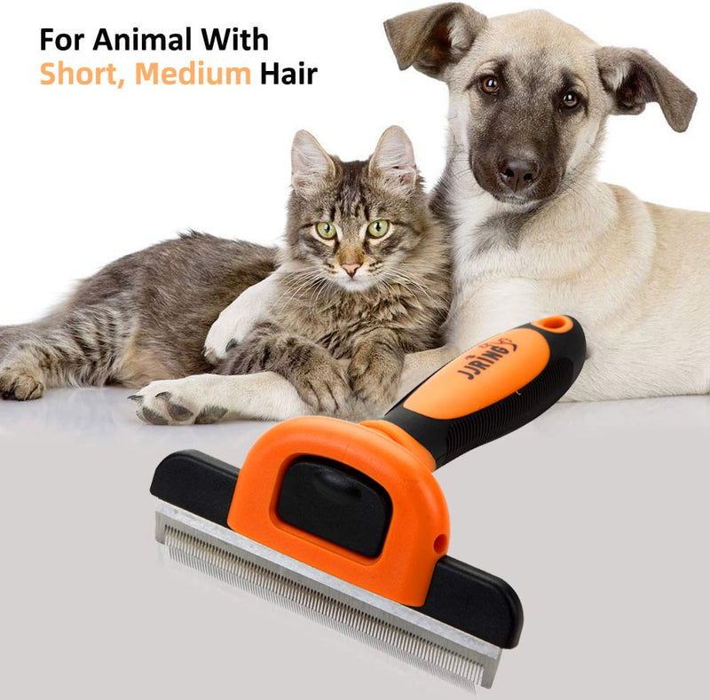 FURUISEN Dog Deshedding Brush, Desheeding Tool for Large Dogs, Short Haired Dogs Cats Brush for Removing Loose Hair, Dog Deshedder Orange - PawsPlanet Australia