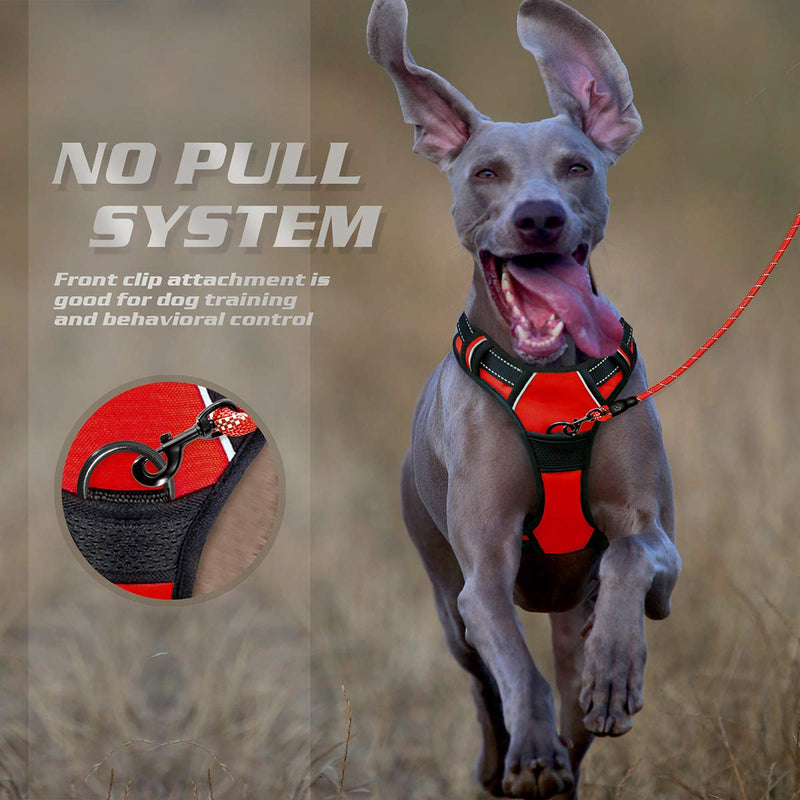 BARKBAY No Pull Dog Harness Large Step in Reflective Dog Harness with Front Clip and Easy Control Handle for Walking Training Running(Red,M) Medium(Chest:22-27") Red - PawsPlanet Australia