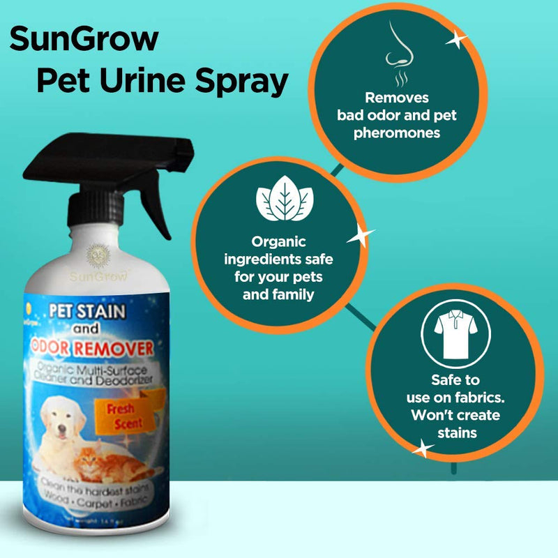 [Australia] - SunGrow Pet Urine Stain Clear Spray, for Dogs and Cats Owners, with Pleasant Orange Oil Extracts, Effective for Clothing, Rugs, Countertops and Floor, 16-Ounce 