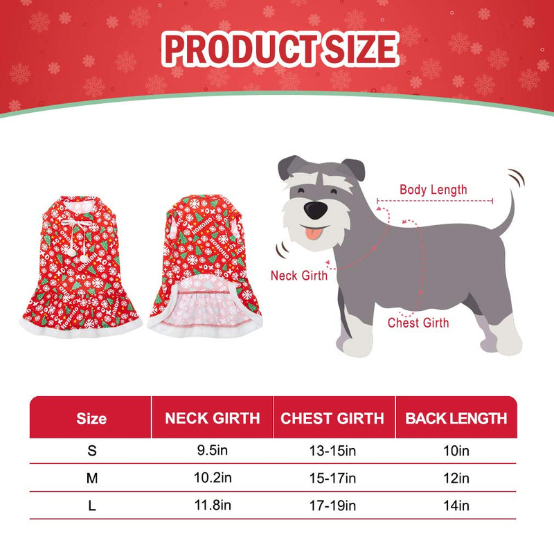 [Australia] - PUPTECK Christmas Dog Dress with Bowtie - Cute Dog Plush Ruffle Dresses Pet Clothes - Red Party Birthday Apparel for Small Medium Dogs Cats 