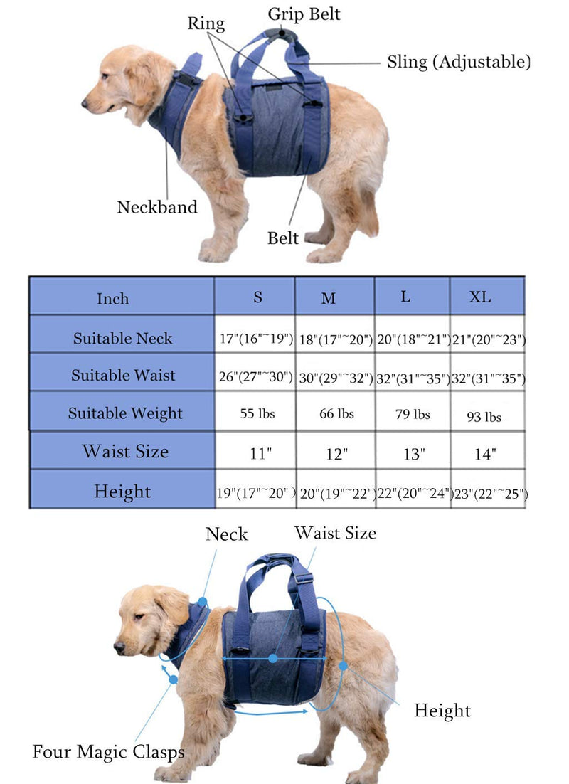 Dog Full Body Lift Support Harness - Pet Rehabilitation Walking Assistance Slings Strap Helps Dog Stand Up with Injuries Arthritis, Recover, Disability (S) S - PawsPlanet Australia