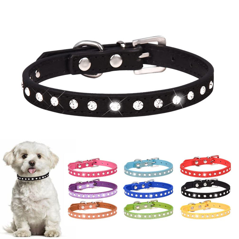 Hotlion Rhinestone Dog Collar Cute Crystal Diamond Cat Collar Soft Suede Leather Kitten Puppy Collars for Small Medium Pets Red XS X-Small (Neck 7.9"-10.2") - PawsPlanet Australia