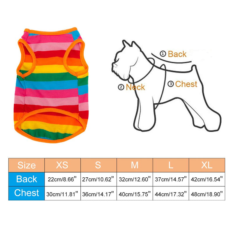 BUYITNOW Rainbow Stripe Pet Vest Breathable Summer Cotton Sleeveless T-Shirt Small Dog Cat Clothes X-Small - PawsPlanet Australia