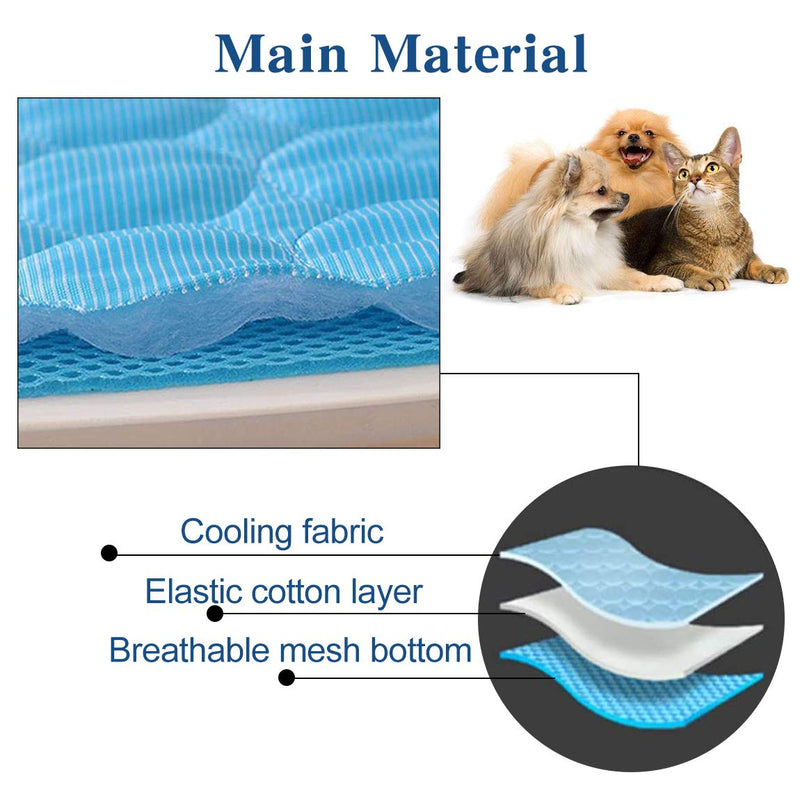 Dog Cooling Mat Large Cooling Pad Machine Washable Summer Cooling Mat for Dogs Cats Kennel Pad Breathable Pet Self Cooling Blanket Dog Crate Sleep Mat (2228IN, Blue) 22*28IN - PawsPlanet Australia