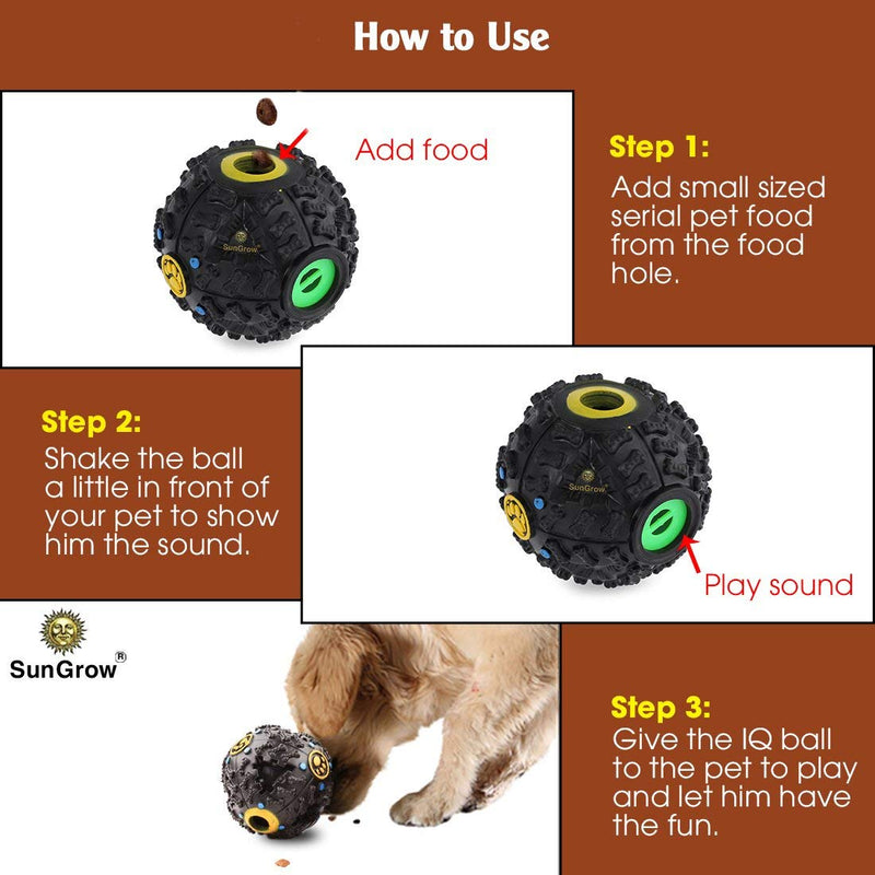 [Australia] - SunGrow Treat Dispenser Toy for Puppies, 4-Inches Diameter with 0.7 Inches Opening for Treats, Slow Feeder,Food Puzzle Ball for Gentle Chewer, IQ Enhancer, Boredom Buster, for Small Dogs and Cats,1pc 