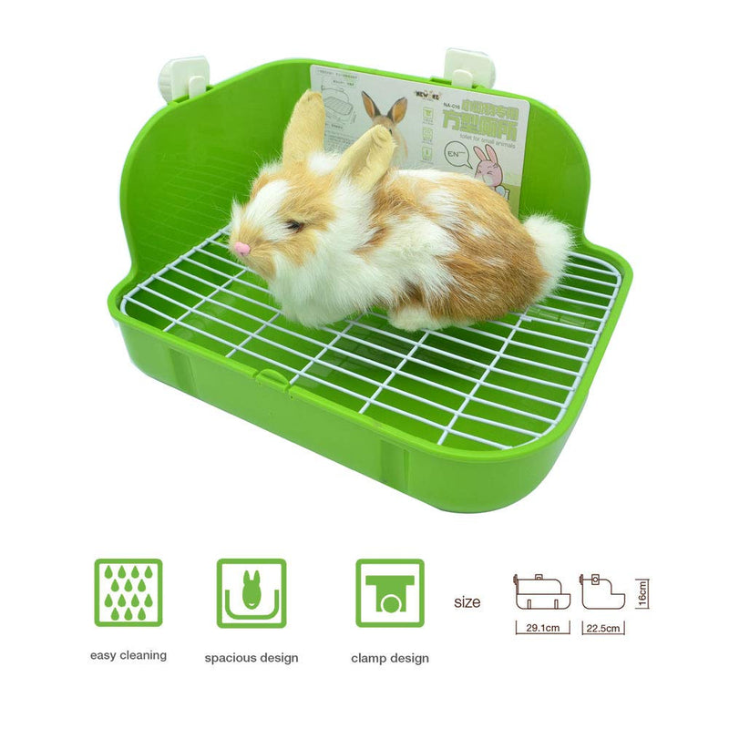 RUBYHOME Rabbit Litter Box Toilet, Plastic Square Cage Box Potty Trainer Corner Litter Bedding Box Pet Pan for Small Animals, Rabbits, Guinea Pigs, Chinchilla, Ferret, Galesaur, 11.4 Inches Green - PawsPlanet Australia