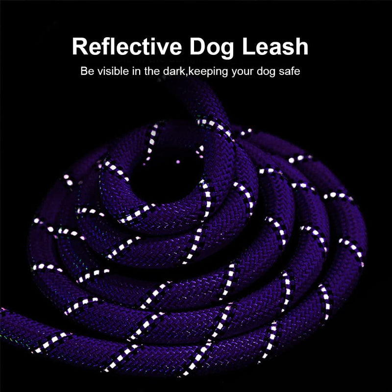 Rttochfy Dog Leash with Padded Handle, 5FT Leather Cover & Organizer, Heavy Duty Reflective Leash for Small Medium Large Dogs, Puppy Leash for Outside Walking & Running (1/2'' x 5 FT, Purple) L (1/2'' x 5 FT) - PawsPlanet Australia