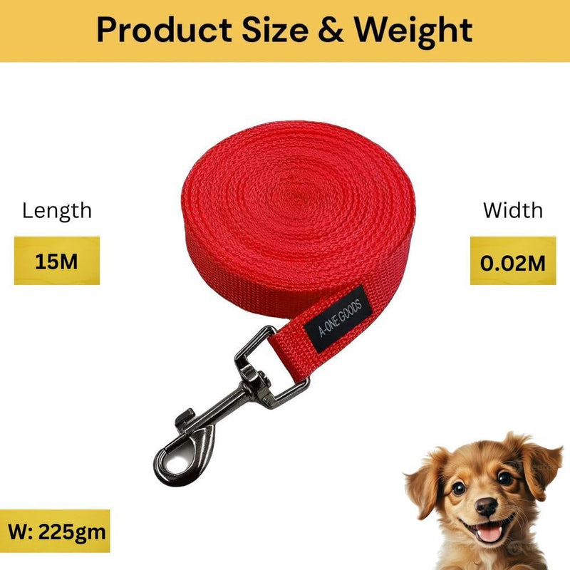 Dog Training Leash 50ft, 30ft, 20ft, and 15ft Long Leads, for Dog Training | Extra Long Line Dog Leash with Handle Great for Puppies & Dogs Training |Dog Leash| Nylon Durable Traction Rope Red - PawsPlanet Australia