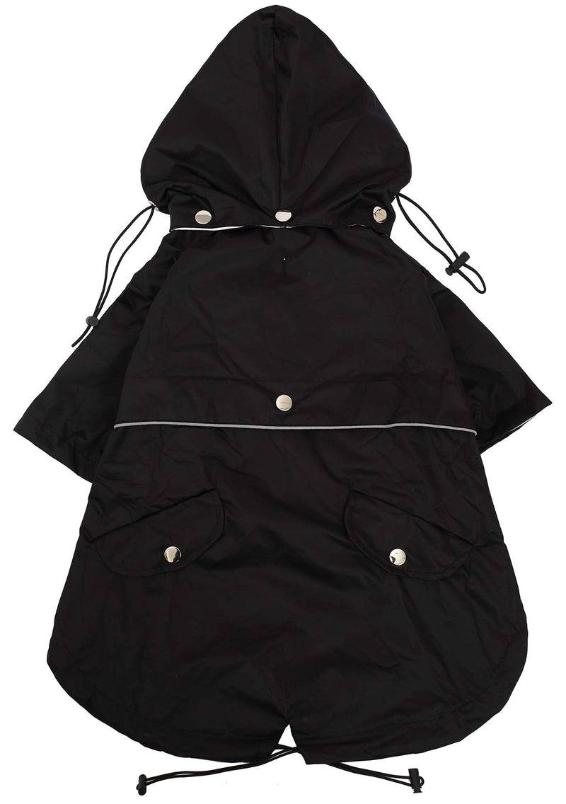 Morezi Dog Zip Up Dog Raincoat with Reflective Buttons, Rain/Water Resistant, Adjustable Drawstring, Removable Hood, Stylish Premium Dog Raincoats - Size XS to XXL Available - Black - M Medium - PawsPlanet Australia