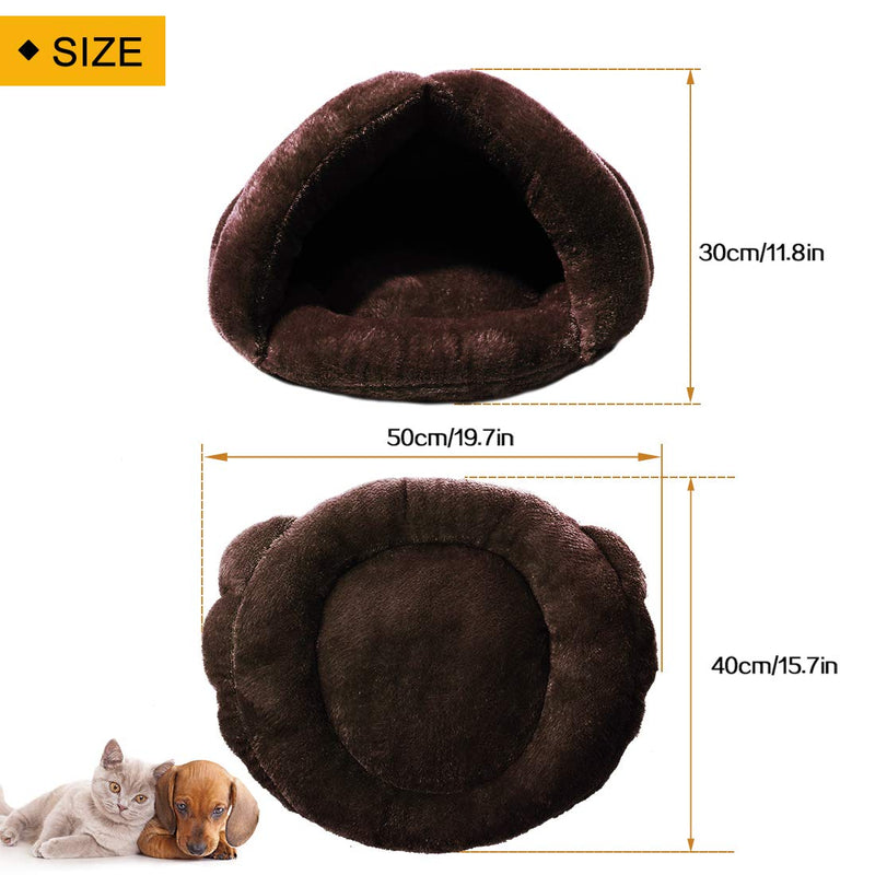 [Australia] - Mojonnie Soft Fleece Self-Warming Cat Bed Warm Sleeping Bed for Cats Winter Pets Puppy Indoor Pet Triangle Nest Brown 