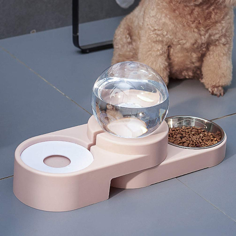 [Australia] - POPETPOP Automatic Dog Cat Feeder Pet Water Bowl and Food Bowl Set - Gravity Waterer Dispenser Double Pet Feeder for Dogs and Cats (Blue) Pink 