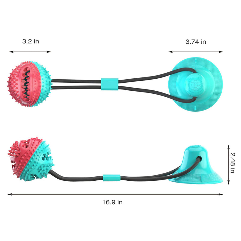 LAMXIN Dog Suction Cup Toy for Small Medium Large Breed, Dog Chew Tug Toys Interactive, Teeth Cleaning Squeaky Tug Toys for Dogs, Dog Suction Cup Tug of War(Red-Blue) - PawsPlanet Australia