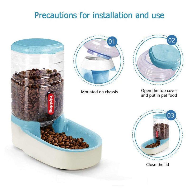 Automatic Cat Feeder Gravity Pet Feeder Dog and Cat Feeder 1 Gallon Pet Feeder Dispenser Blue Feeder - PawsPlanet Australia